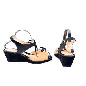 BeautiFeel Women’s 40 US 9 Black Tan Suede Leather Wedge Sandals Israel